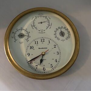 Brookstone Brass Nautical Clock, Quartz, porthole